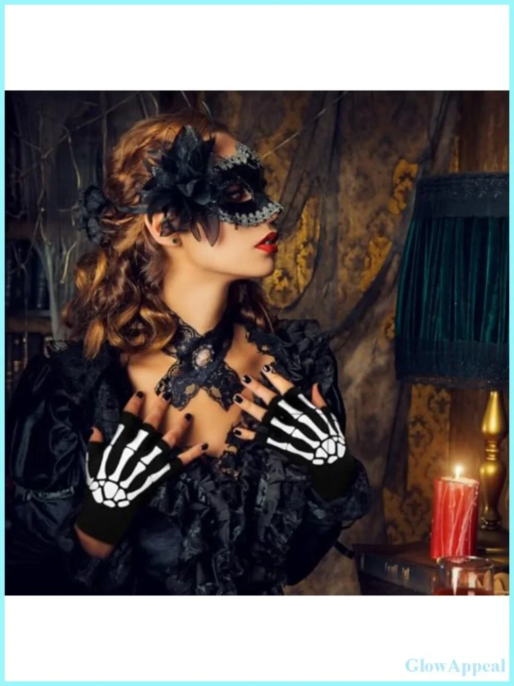 Skeleton Fingerless Gloves Cotton Acrylic Spandex Unisex Halloween Costume